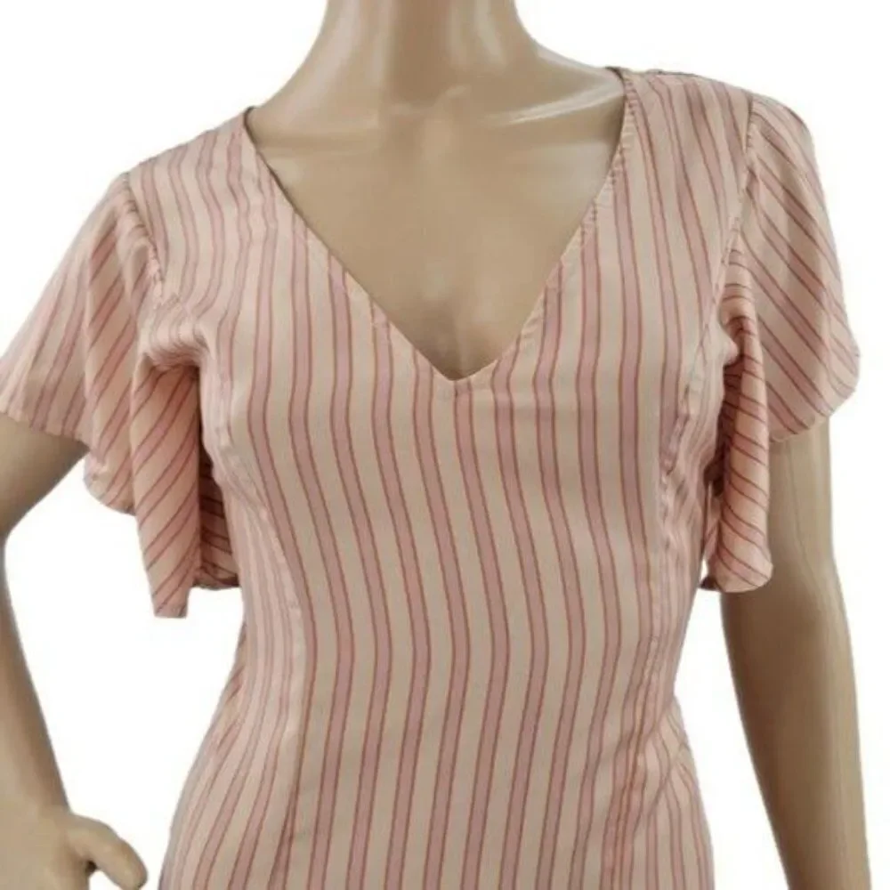 Saltwater Luxe Striped Angel Sleeve Midi Dress Size XS - Picture 12 of 15